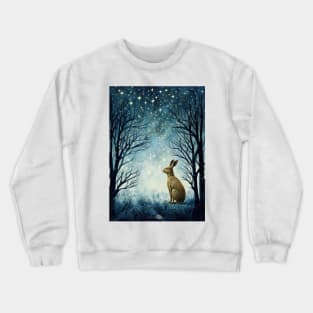 Hare, Pagan Hare, Pagan Art, Moon, Animal, Crewneck Sweatshirt